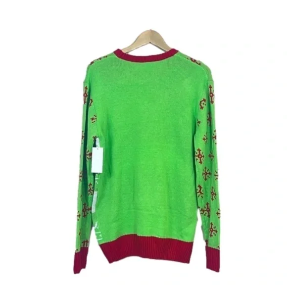 Christmas Ugly Grinch Mean One Crew Neck Sweater Size L Green NWT - Picture 2 of 6
